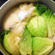 Cabbage, vegetables, broth, and pudding